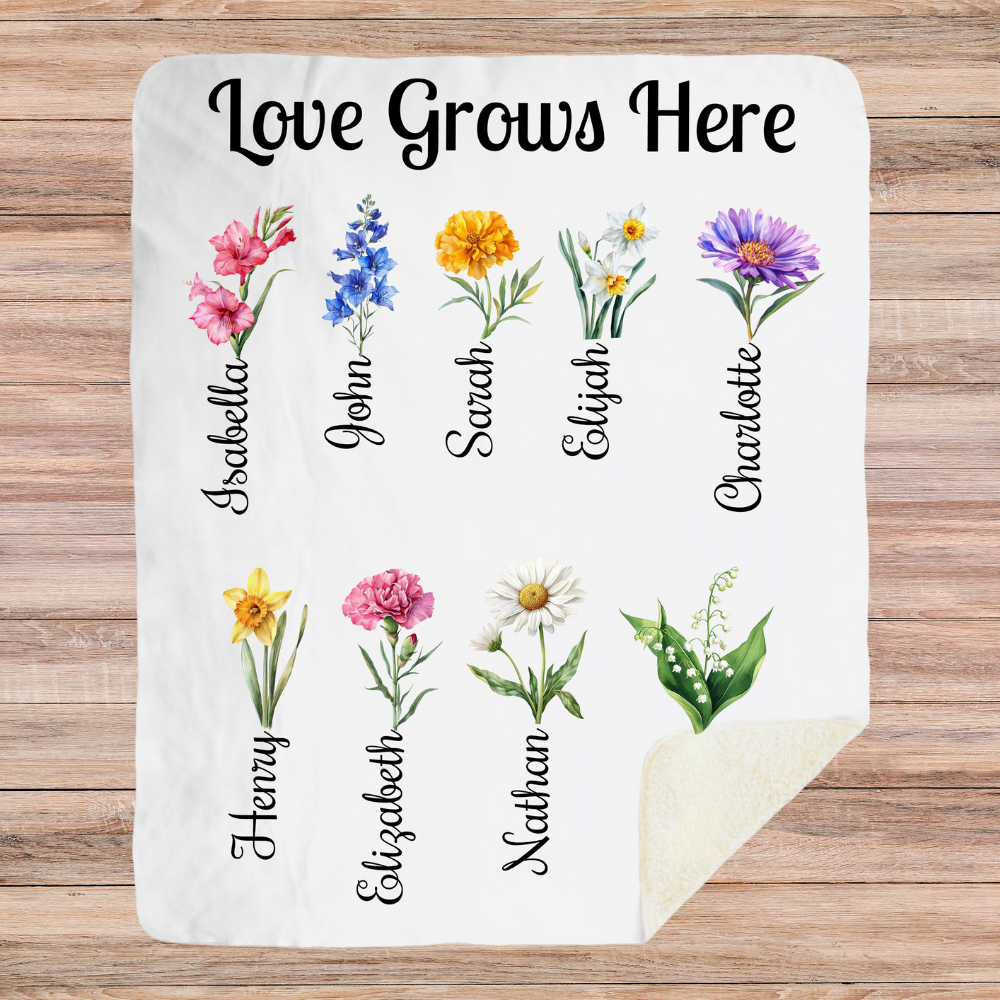 Personalized Birth Flower Blanket