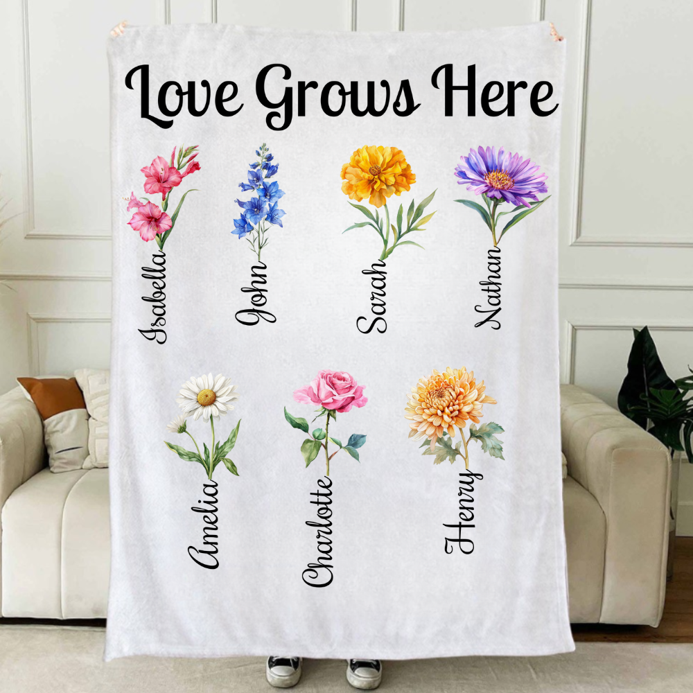 Personalized Birth Flower Blanket