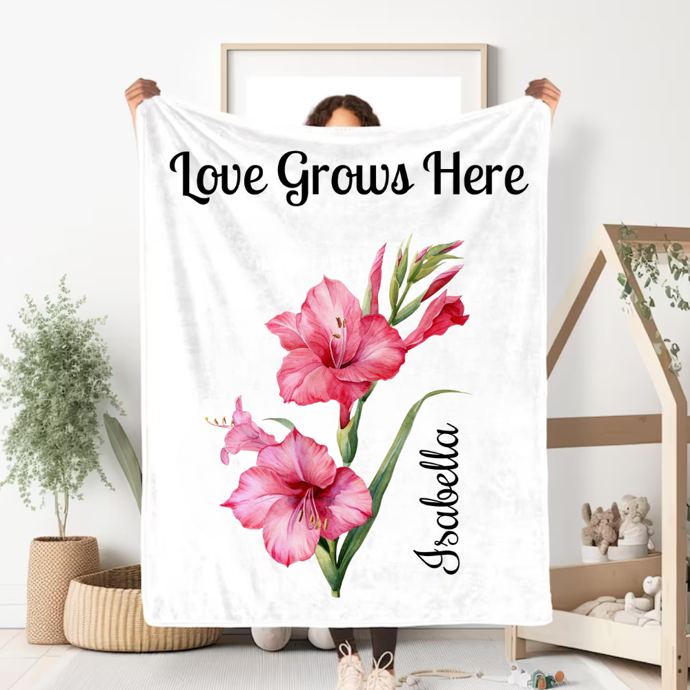 Personalized Birth Flower Blanket