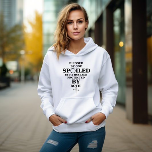 Women's Blessed By God, Spoiled By Husband Hoodie