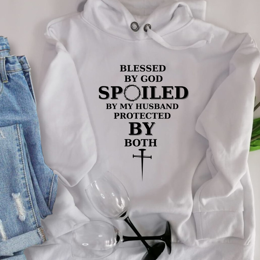 Women's Blessed By God, Spoiled By Husband Hoodie