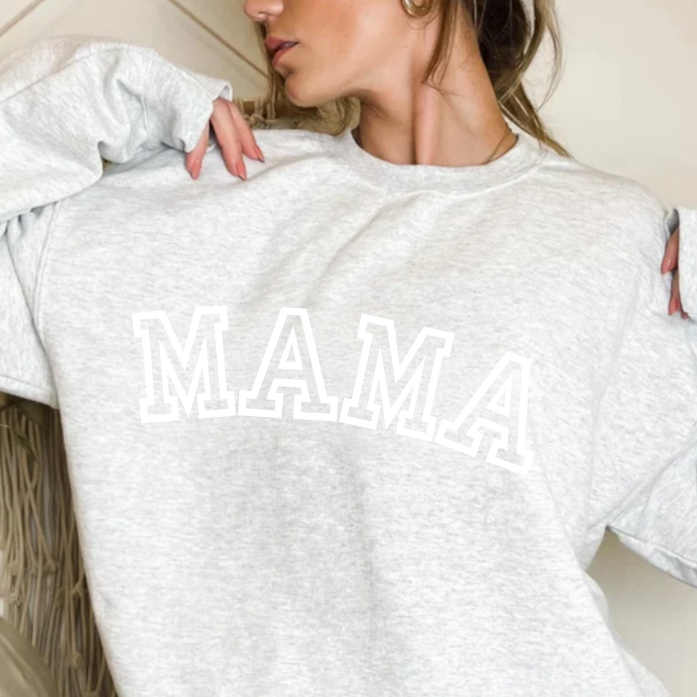 Personalized Mama Crewneck Sweatshirt With Kids Names on Sleeve