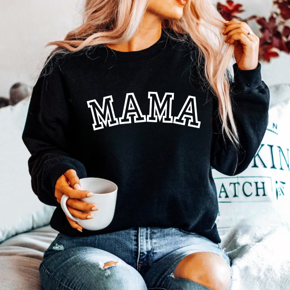 Personalized Mama Crewneck Sweatshirt With Kids Names on Sleeve