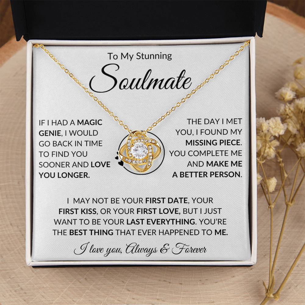 To My Stunning Soulmate, 'Love You Longer' | Love Knot Necklace