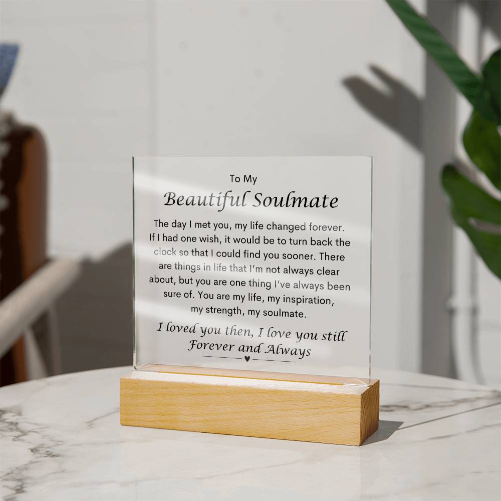 To My Beautiful Soulmate | Square Acrylic Plaque